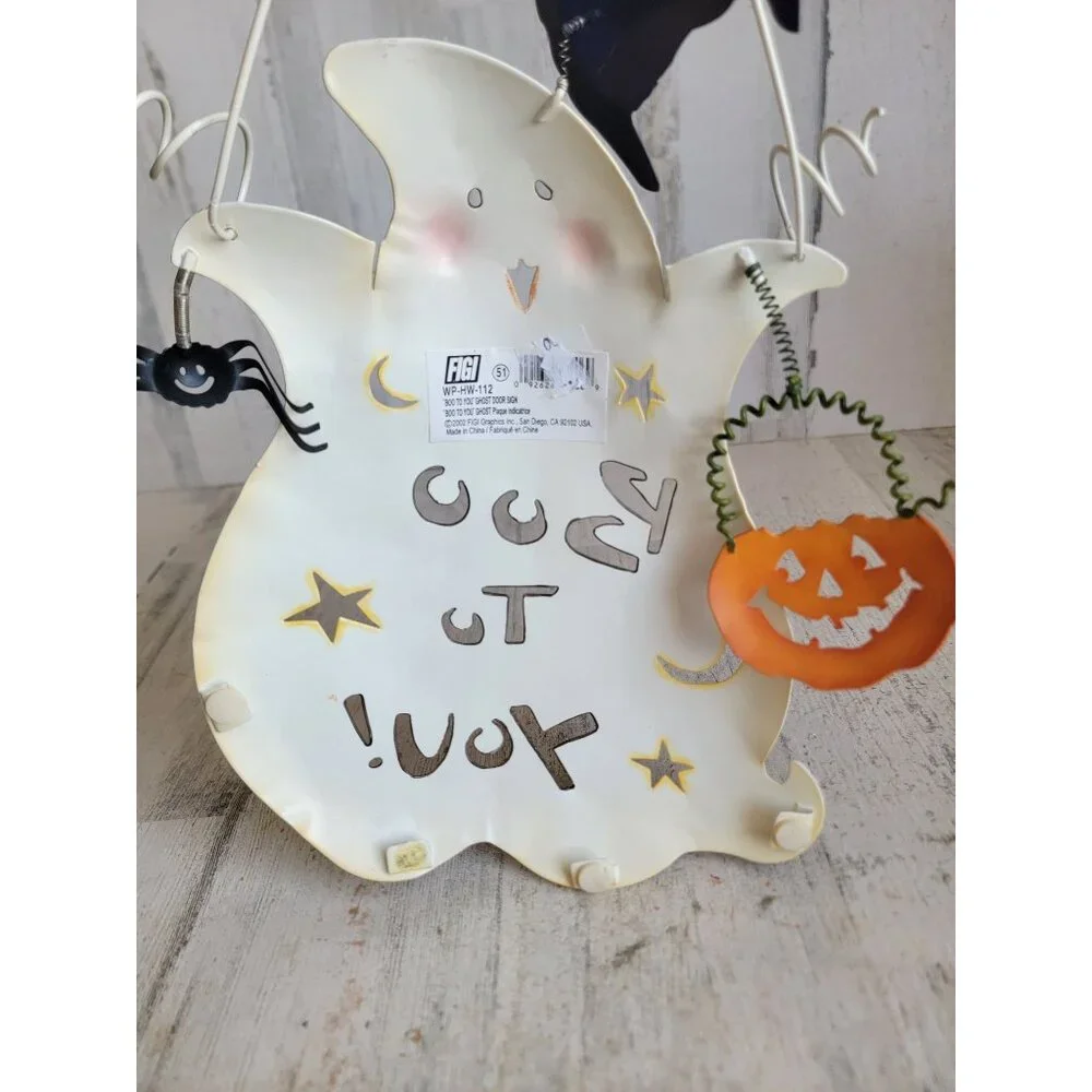 Metal Halloween boo to you ghost sign hanging wall decor‎ cute